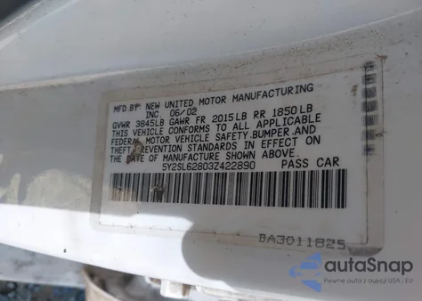 2003 Pontiac Vibe из США, поврежденный, VIN 5Y2SL62803Z422890